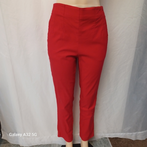 Rafaella Pants - Rafaella Red Cropped Ankle Pants High-Waisted Size 10
